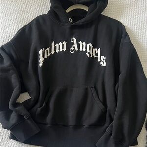Palm Angels Curved Logo Black Hoodie Sz XSmall
